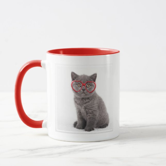Taza Animales de bebé más afectados | Gafas de corazón  (Izquierda)