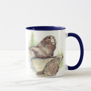 Taza Animales de marmota, rocas, naturaleza, vida silve