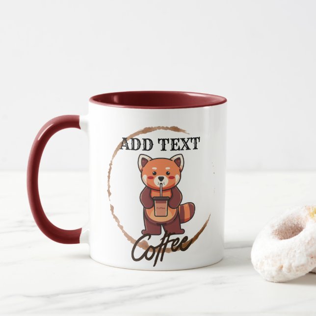 Taza Animales de panda rojo lindo café Tea personalizad (Con donut)