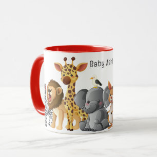 Taza Animales de safari lindos personalizados nombre de