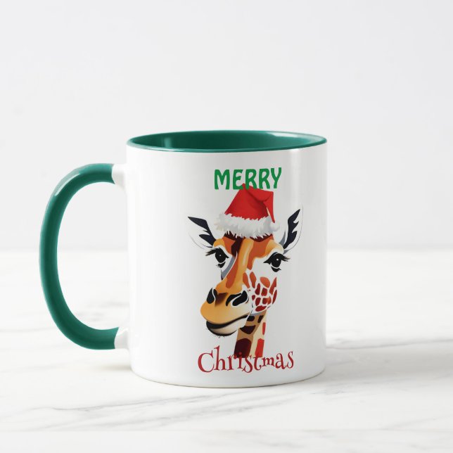 Taza Animales divertidos de Safari Giraffe Santa Xmas f (Izquierda)