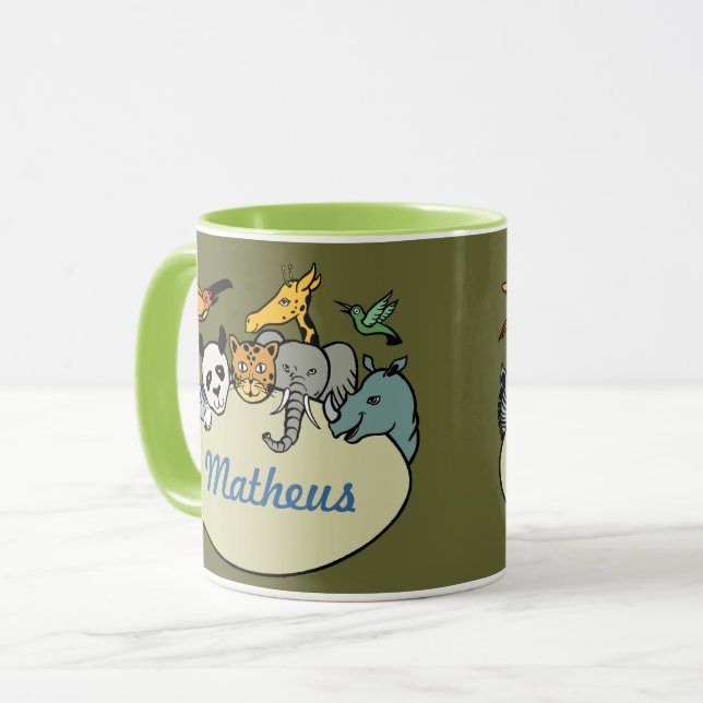 Taza Animales familiares zoológicos personalizados (Anverso izquierdo)