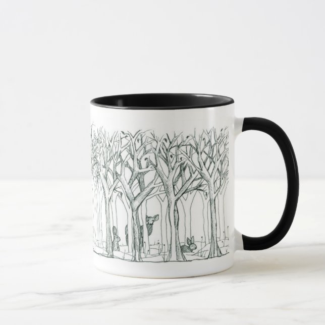 Taza Animales forestales de ciervos conejos de árboles  (Derecha)