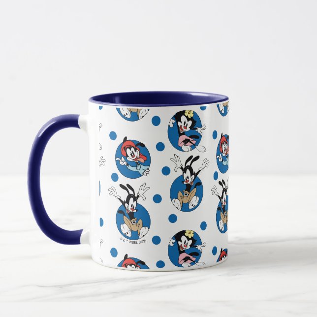 Taza Animaniacs | Patrón de círculo de yakko, wakko y d (Izquierda)