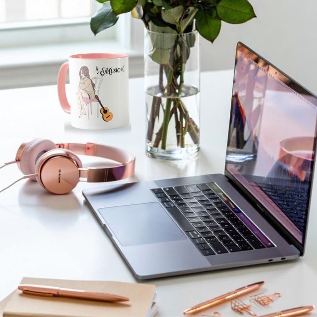 Taza Anime Chica Sitting with gwt & Music Notes - Aesth (Subido por el creador)