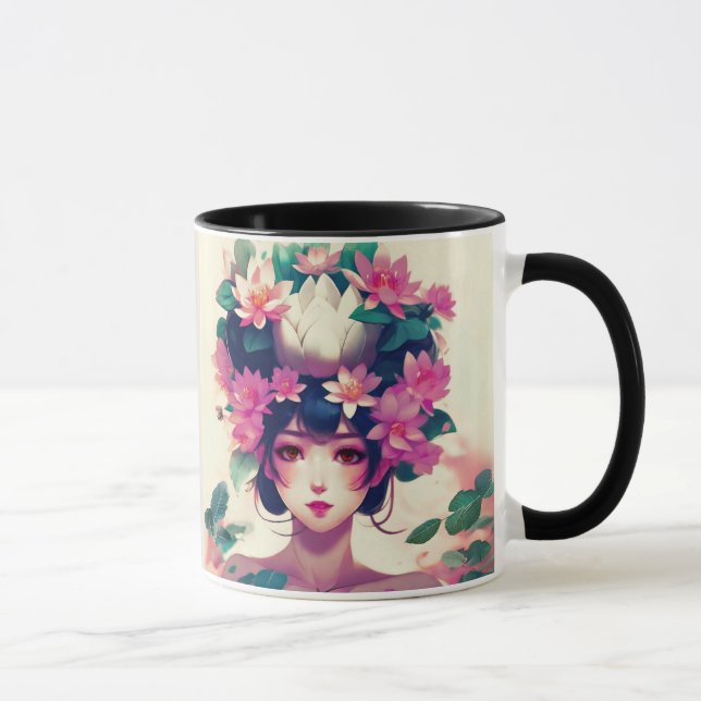 Taza Anime Girl Crowned with Lotus Blossoms (Derecha)