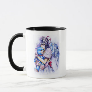 Taza Anime Gótica Chica Angel Rosa Con Teddy