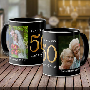 Taza Aniversario 50 50 Años de Amor Entonces y Ahora Fo