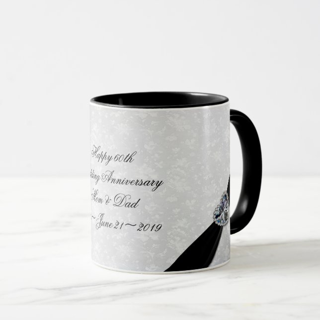 Taza Aniversario de boda del damasco 60.o (Anverso derecho)