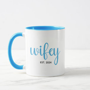 Taza Aniversario de bodas de pareja año EST Wifey perso