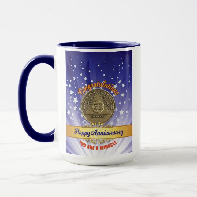 Taza Aniversario de la moneda de 12 años de recuperació (Izquierda)