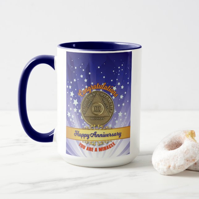 Taza Aniversario de la moneda de recuperación de 19 año (Con donut)