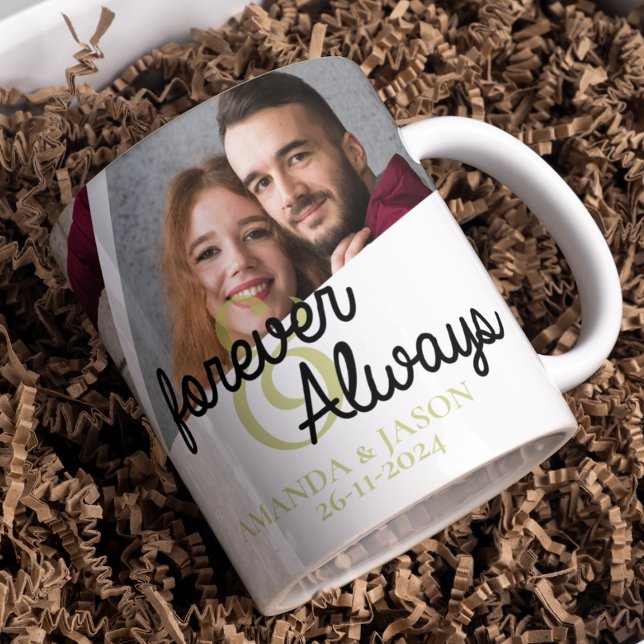 Taza Aniversario de siempre y siempre de varios Collage (Forever & Always Multi Photo Collage Anniversary Mug)
