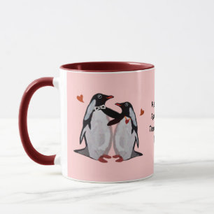Taza Aniversario del amor del pingüino 25to