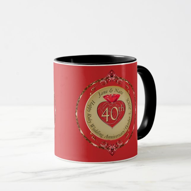 Taza Aniversario del Boda de Ruby 40/15 (Anverso derecho)