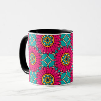 Taza Ankara africana imprime magenta y Verde azulada
