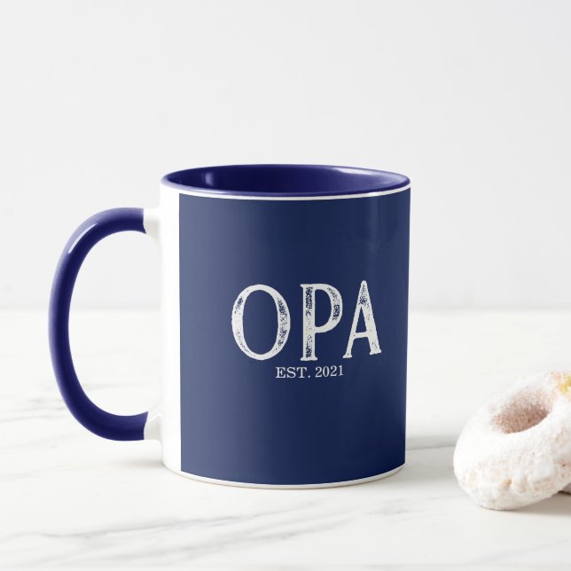 Taza Año de Establecimiento Azul Marina Opa (Con donut)