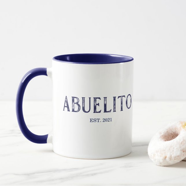 Taza Año de establecimiento de Abuelito Azul (Con donut)