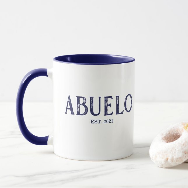 Taza Año de establecimiento de Abuelo Azul (Con donut)