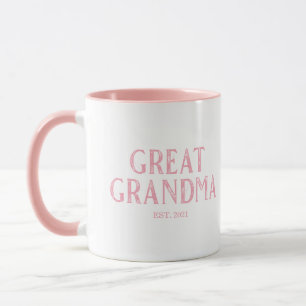 Taza Año de establecimiento de la bisabuela rosa