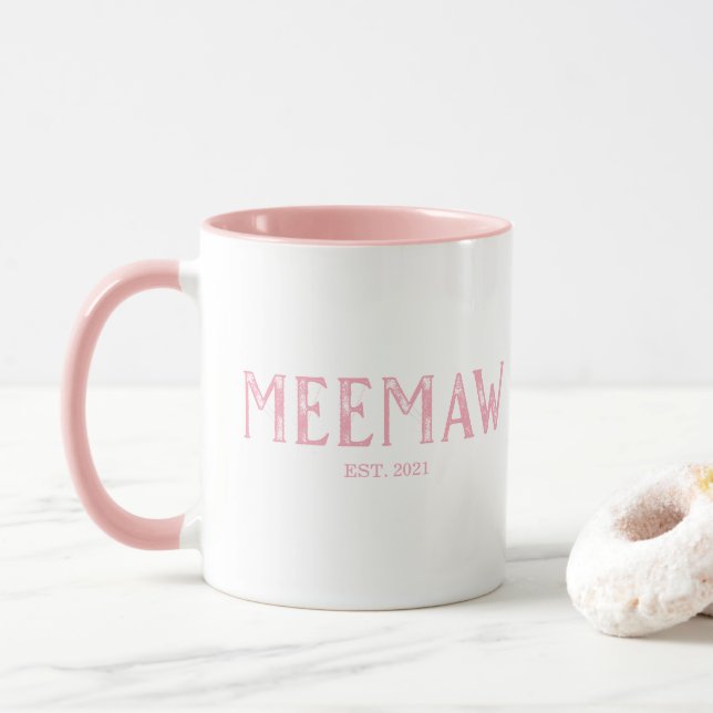 Taza Año de Establecimiento de MeeMaw Rosa (Con donut)