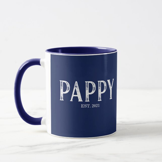 Taza Año de Establecimiento de Pappy Azul Marino (Izquierda)