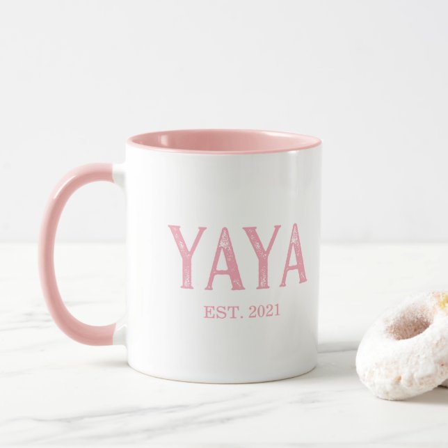 Taza Año de establecimiento de Pink YaYa (Con donut)
