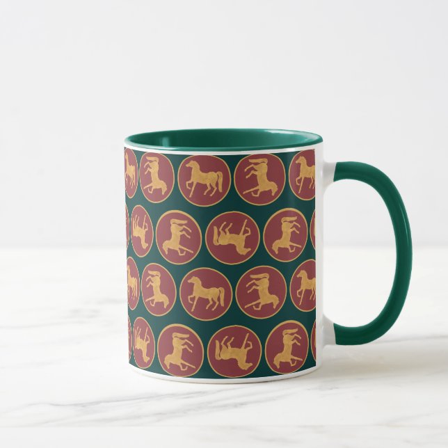 Taza Año de la moda del jengibre de caballo, verde oscu (Derecha)