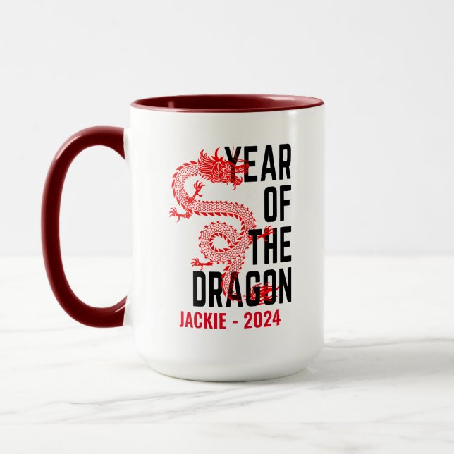 Taza Año de nombre personalizado del año de nacimiento  (Izquierda)