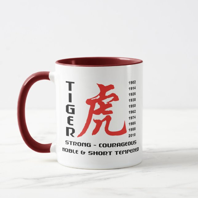 Taza Año del regalo chino de la astrología del tigre (Izquierda)