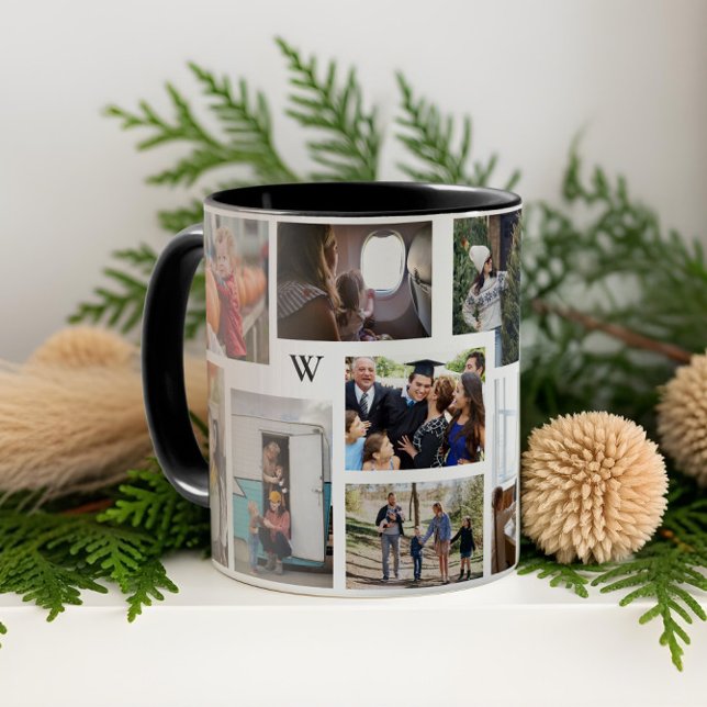 Taza Año en momentos Collage de fotos familiar Keepsake (Year in Moments Family Photo Collage Keepsake Gift Mug)