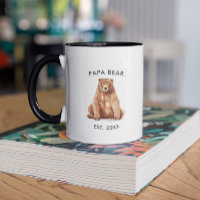 Año establecido | Acuarela Papa Bear Mug