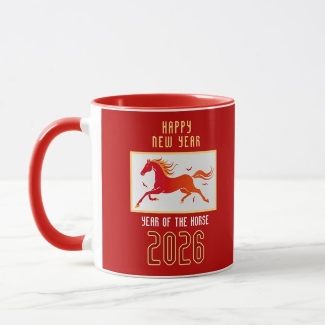 Taza Año Nuevo Caballo de Fuego Chino Moderno 2026 (Izquierda)