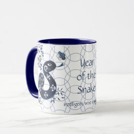 Taza Año Nuevo Chino Artístico Zodiaco Azul de Serpient