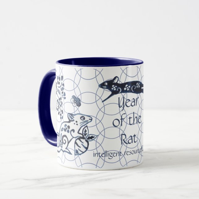Taza Año Nuevo Chino de la Rat Zodiac Artístico Moderno (Anverso izquierdo)