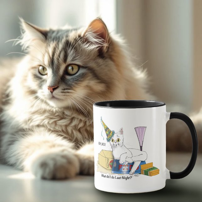 Taza Año Nuevo Eve Cat Funny (Subido por el creador)