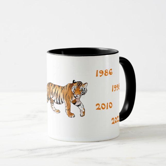 Taza Años chinos del ilustracion del tigre (Anverso derecho)