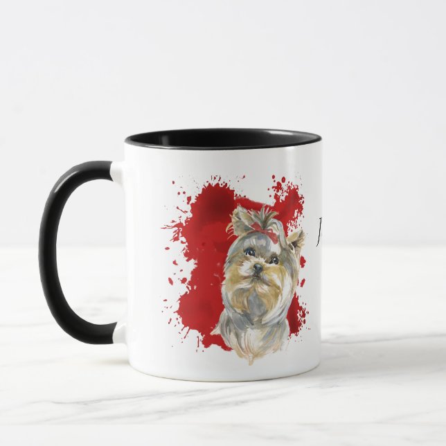 Taza Antecedentes abstractos del perro rojo de Yorkshir (Izquierda)