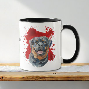Taza Antecedentes del resumen rojo del perro Rottweiler