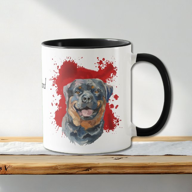 Taza Antecedentes del Resumen Rojo del Perro Rottweiler (Subido por el creador)