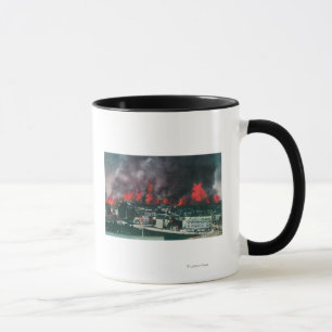 Taza Antena de la ciudad ardiendo durante el fuego 1906