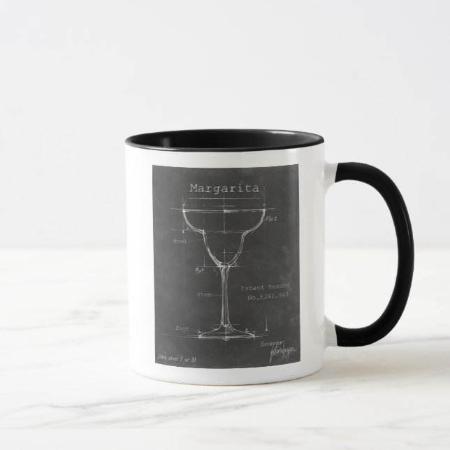 Taza Anteproyecto de vidrio de Margarita en blanco y ne (Derecha)