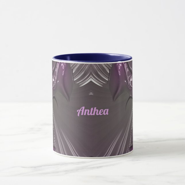 Taza ANTHEA ~ GLOSSY 3D Glosina Plata Azul Rosa ~ Mug (Centro)