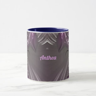 Taza ANTHEA ~ GLOSSY 3D Glosina Plata Azul Rosa ~ Mug