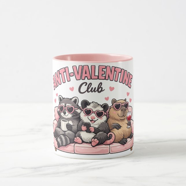 Taza Anti-Valentine Club Animal - Capybara Opossum Racc (Centro)