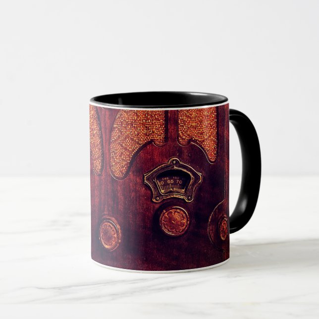 Taza Antigua radio madera elegante arte deco catedral (Anverso derecho)