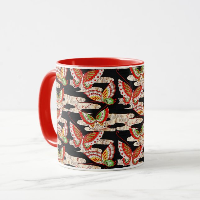 Taza ANTIGUAS MARIPOSAS JAPONESAS LLAMADAS Negras (Anverso izquierdo)