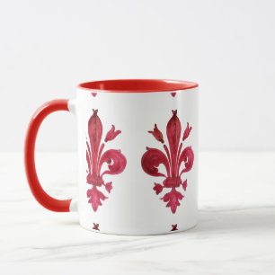 TAZA ANTIGÜEDAD RED FLEUR DE LIS EN BLANCO HERMOSO