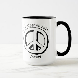Taza Antiguo gobierno de hippies, signo de paz café taf