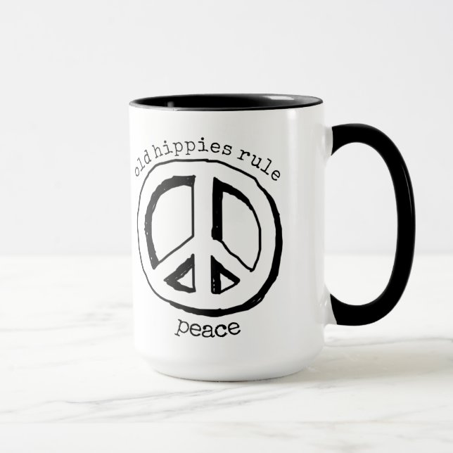 Taza Antiguo gobierno de hippies, signo de paz café taf (Derecha)